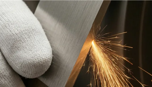 blade sharpening toollight gray glove over a plade with a fire flame main menu